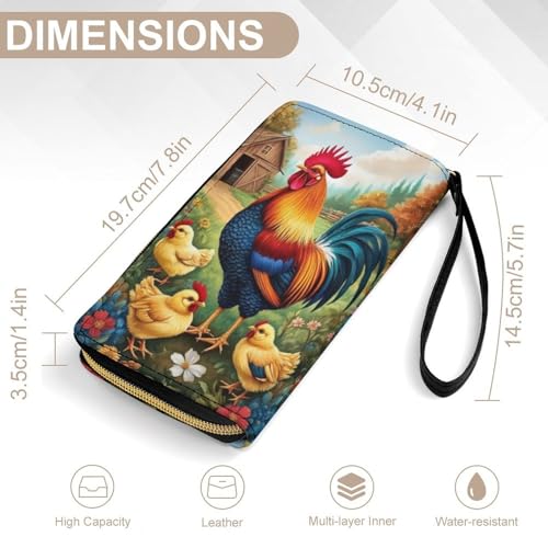 Chicken Women's Wallet Wristlet Zipper Purse with Hand Strap Travel Credit Card Holder for Daily Use Gifts2