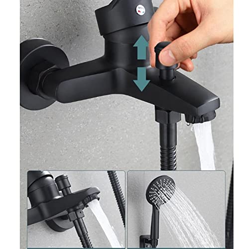 Mitigeur de douche noir baignoire 3 voies robinet laiton durable - 5