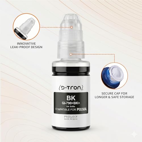 Image of D-tron GI 790 Compatible Refill Ink for Canon Pixma G1000 G1010 G2000 G2010 G3000 G3010 G4000 G4010 G4085 Printers (Black-2 /Colour-3) Pack of 5