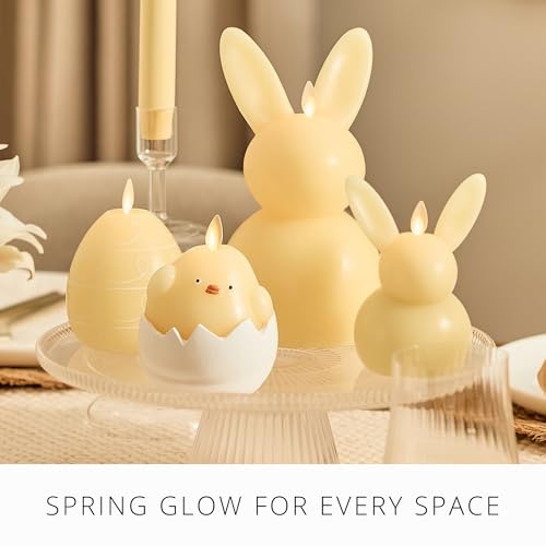 Image of Luminara Hatching Easter Chick Candle - 3.3 inch x 4.3 inch - Flameless Real-Flame Holiday-Inspired Decor - AA Batteries - Flickering LED Flame