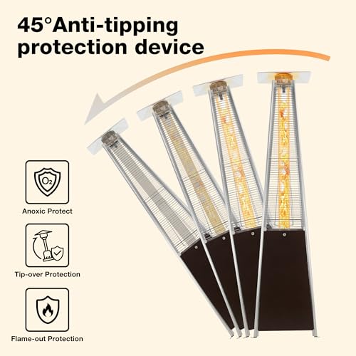 Foowin Pyramid Patio Propane Heater,48,000 Btu Outdor Patio Flame Heater, With Wheels,Waterproof Cover Quartz Glass Tube Propane Heater For Patio thumb #2