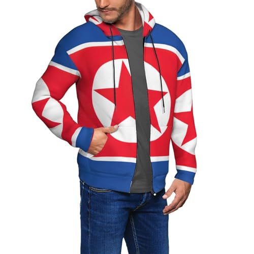 Sweat à capuche imprimé drapeau coréen EdWal zippé homme style décontracté
