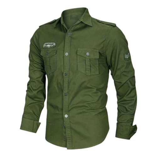 Chemise homme style européen militaire avec finitions haut de gamme et col retourné