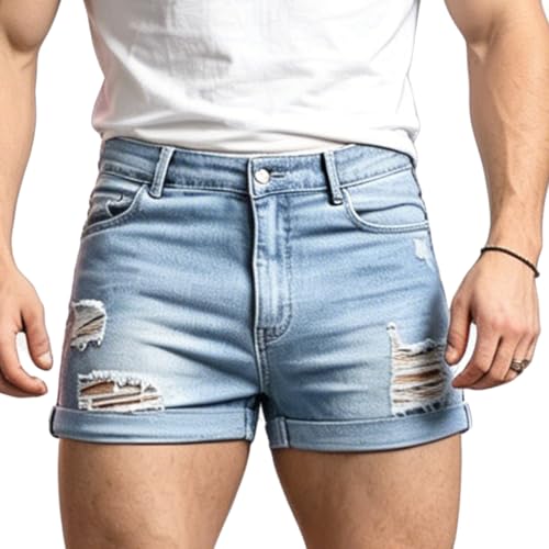 Jean short noir coupe courte découpée style décontracté homme