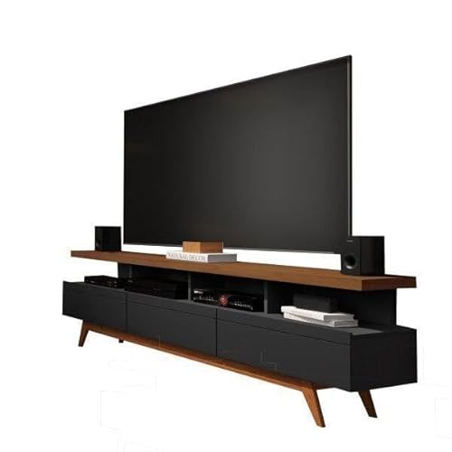 Rack para TV até 72 Polegadas Vivare Wood Giga Móveis Black/Freijó