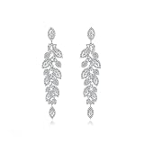18K Gold Crystal & Moissanite Long Drop Earrings for Women, Luxury Teardrop Design, High-Fashion Chr
