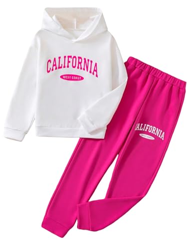 SOLY HUX Moletom feminino com capuz e ombro caído e estampa de letras e calça de moletom jogger, rou