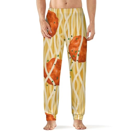 Spaghetti Meatballs Pattern Men's Pajama Pants Lightweight Joggers Lounge Bottoms Pj Pant Sleep Pants