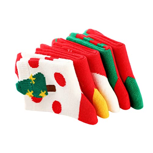 TOBBOMEY 5pares Medias De Navidad Cálidas para Calcetines De Algodón De Invierno para Fiestas De Navidad y Regalos Familiares