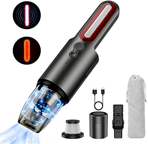 Vacuum Cleaner Cordless Car Hoover - Handheld Vacuum Mini Portable 6000/70w Powerful Suction with Emergency Strobe Light Rechargeable 4400mAh Battery Wet Dry Car Vacuum for Home Pet Hair Dust Cleaning