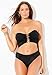 Swimsuits For All Shimmery Ruched Bandeau Underwire with Removable Straps Bikini Set - Black, Black