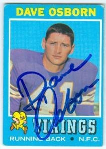 Dave Osborn Autographed Football Card (Minnesota Vikings) 1971 Topps No.225