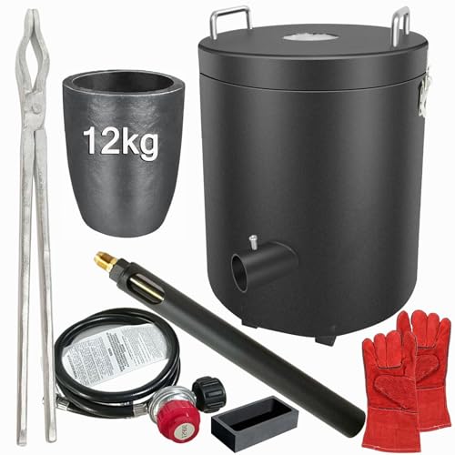 AMCJJ Smelting Furnace Kit 12KG Propane Melting Furnace Kit – Metal Casting Machine for Gold, Silver, Copper, Jewelry Making & Refining
