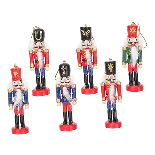 WESIEVYA 6pezzi Schiaccianoci in Legno Creativi Ciondoli Natalizi Piccoli Da Appendere Decorazione Natalizia Per Albero Addobbi Holiday Per Camera e Salotto