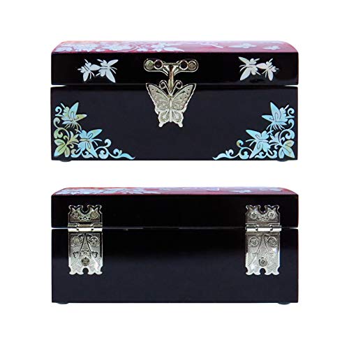 MADDesign Mother of Pearl Jewelry Ring Earring Box Butterflies Design