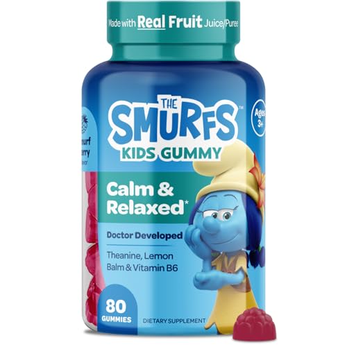 Smurfs Kids Calm Gummies | Calming Gummies for Kids with Lemon Balm & L Theanine | Made with Real...