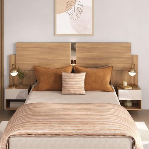 Cabeceira Casal/queen com Espelhos e 2 Mesas de Cabeceira 232cm M...