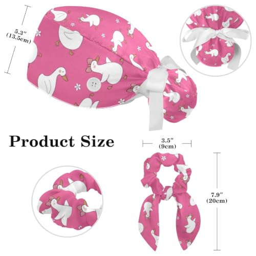 Image of Butterfly Scrub Cap Women with Ponytail & Buttons Adjustable Surgical Nurse Hat with Cotton Sweatband for Long Hair