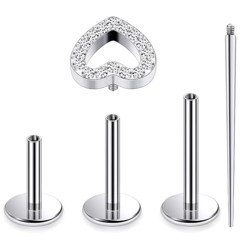 16G Astm F136 Titanium Internal Thread Flat Back Earrings Nose Studs Tragus Forward Helix Conch Cartilage Lobe Earrings Stud Medusa Labret Monroe Lip Ring Piercing Jewelry For Women Men