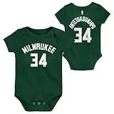 Outerstuff NBA Newborn & Infants 0-24 Official Player Name & Number Jersey Creeper Romper (Giannis Antetokounmpo Milwaukee Bucks - Green, 0/3 Months)
