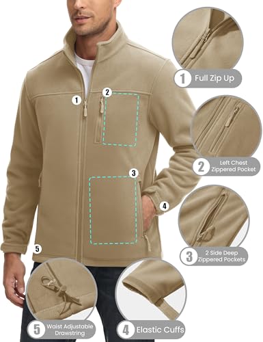 MAGCOMSEN Men's Winter Zip Up Polar Fleece Jacket Athletic Tactical Hiking Outdoor Jackets with 3 Pockets4