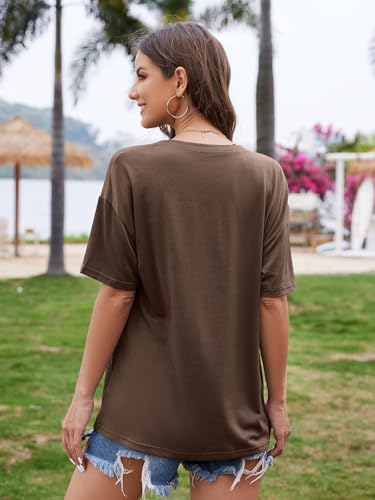 Image of UNCLECAT Womens Deep V Neck T Shirts Summer Oversized Short Sleeve Tops | V Neck, Sexy, Solid, Loose Fit, Casual, Trendy, Going Out, Daily Wear, Workout