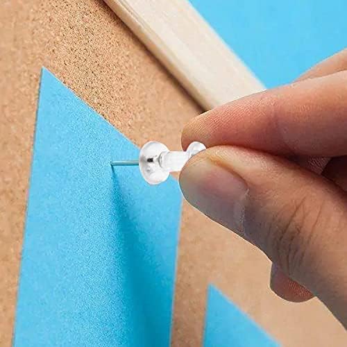 ZIBLY Clear Push Pins 125 Count - Drawing Pins Thumb Tacks with Storage Box for Cork, Bulletin, Notice Boards - Marking Map Pins for Pinboard