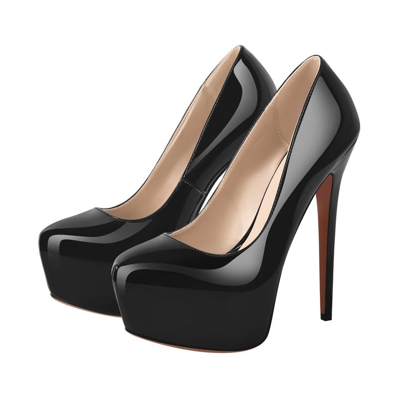 Scarpe da sera da donna con tacco alto, con tacco a spillo, Nero , 44 EU