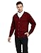 TopTie Men's Sweater Cardigan Casual Fit V-Neck Cotton-Red-L