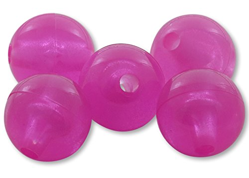Round Acrylic Plastic Beads - Made in USA (Pink Glow, 8mm)