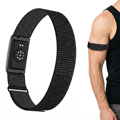 MoKo Nylon Loop Kompatibel mit Amazfit Helio Strap Band Weiches Bizepsband Ersatzband Atmungsaktives Sportarmband Klettverschluss-Armband mit Abdeckungsdesign Phantom Schwarz