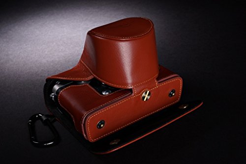 Handmade Genuine Real Leather Full Camera Case Bag Cover For Olympus Pen-F Pen F Bottom Open Brown Color #TOP2