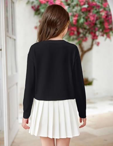 Image of Arshiner Girls Crop Tops Long Sleeve Shirts Drop Shoulder Crewneck Casual Fashion T Shirts Tee