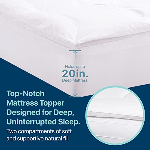 Allied Home 2" King Bed Mattress Topper W Goose Feathers & 300 Tc Cotton Shell - Hypoallergenic Dorm Essentials Bed Pad - Quilted Down Mattress Topper For King Beds - Luxury 80”X78” King Bed Topper #TOP5
