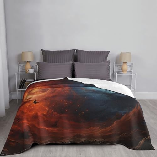 Couverture flanelle légère microfibre lit et canapé motif galaxie - 6