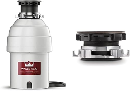 Vista 8 de Waste King L-1001 Triturador de basura con cable de alimentación, 1/2 HP y triturador de basura L-111 con cable de alimentación, 1/3 HP, gris