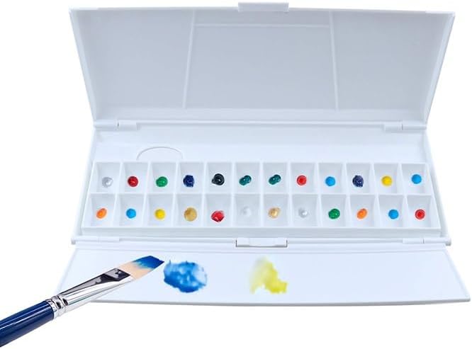 Watercolor Palette Empty Paint Tray 24 Wells Folding Palet Travel Storage Tin Case for Artist Art