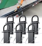 Aupar 5/8' Heavy-Duty Stake Pocket D Rings with Anti-Loss Cord | Adjustable 18,000 lbs Trailer Stake Pocket Tie-Down Utility for Flatbed Trucks and Trailers | 4 Adjustable Holes | 6 Pack