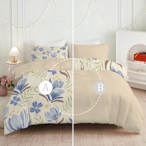 Housse couette abstrait floral pour un lit double sans repassage - 6