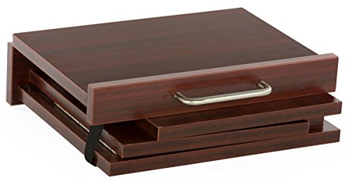 12.6"H Tabletop Portable Podium, Folding, Angled Surface With Lip, Storage Area (Mahogany) #TOP2