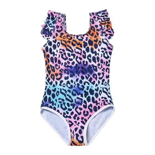Traje de baño para niña con estampado de dibujos animados de una pieza, traje de baño con volantes, vestido de baño kawaii, traje de baño de verano, traje de baño para clases de natación de 0 a 7