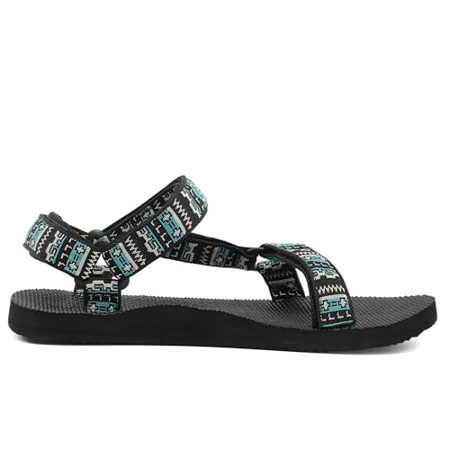 Men's Original Mesh Graphic Print Flat Sandals with Arch Support, Adjustable Hook & Loop Strap, Open Toe, Casual, Outdoor, Walking2