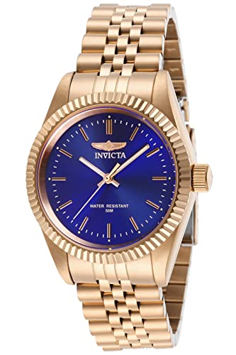 Invicta Women's Specialty Rose Gold-Tone Steel Bracelet & Case Quartz Blue Dial Analog Watch 29415