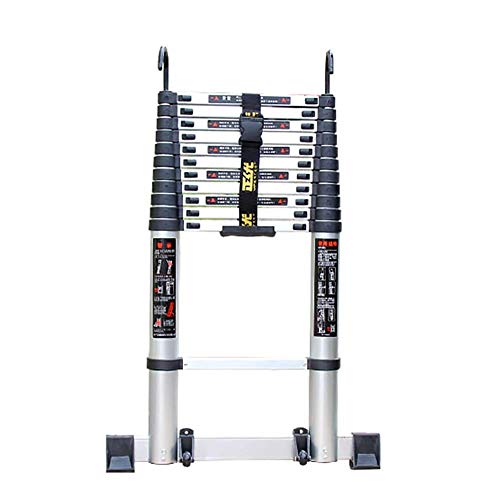 Preisvergleich Produktbild MJK Leiter, Teleskopleiter Aluminium Teleskopleiter Multi Purpose Heavy Duty Erweiterung hohe Leiter mit Haken und Rad für Outdoor-Klettern,5.1m / 16.7ft