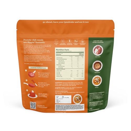 Image of Cosmix No-Nonsense Protein Pancake | 8g Protein /Serving | Instant Breakfast with Supergrain Blend (Oats, Jowar, Kodo, Little Millet) | Pancake Mix | No Maida, No Refined Sugar | Carrot Cake - 200g