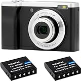 【Amazon.co.jp限定】 Kenko コンパクトデジタルカメラ KC-ZM08 ST バッテリー2個セット 光学5倍ズーム 有効画素数1600万画素 タッチパネル採用 自撮り用サブカメラ ブラック 446348