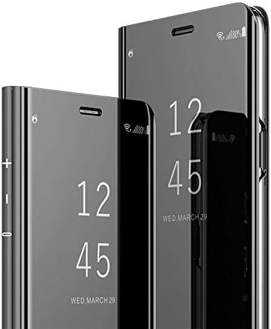AICase Galaxy S8 Plus Case, Luxury Translucent View Window Front Cover Mirror Screen Flip Smart Electroplate Plating Stand Full Body Protective Case for Samsung Galaxy S8 Plus(Black)