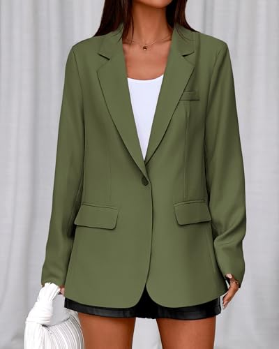 BTFBM Blazers for Women 2026 Fall Business Casual Clothes Open Front Oversized Winter Coats Work Office Suit Jackets(Army Green, Small) — view 5