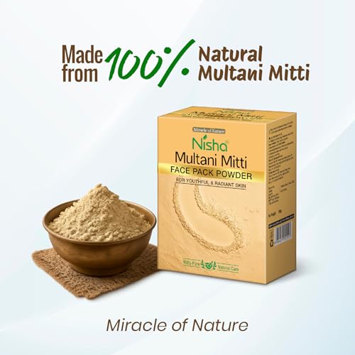 Image of Nisha Multani Mitti for Face 100g | Fuller's Earth Powder | Natural Oil Control, Acne & Tan Removal | Skin Brightening Face Pack