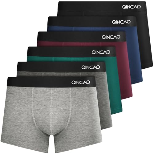 QINCAO - Boxer da Uomo, Confezione da 6 Pezzi, privi di Etichette Che graffiano, Biancheria Intima, Boxer in Cotone, Taglia: S - 4XL